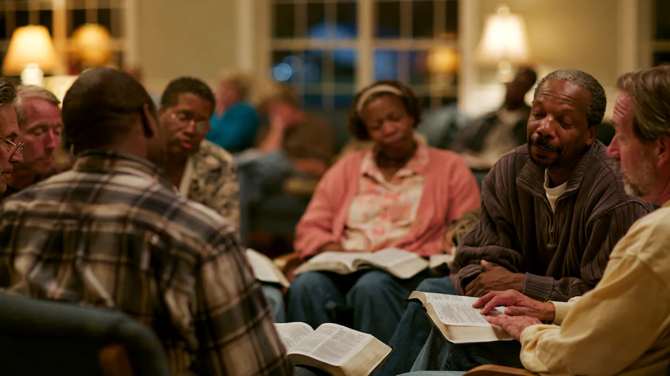 Church folks enjoying midweek Bible study